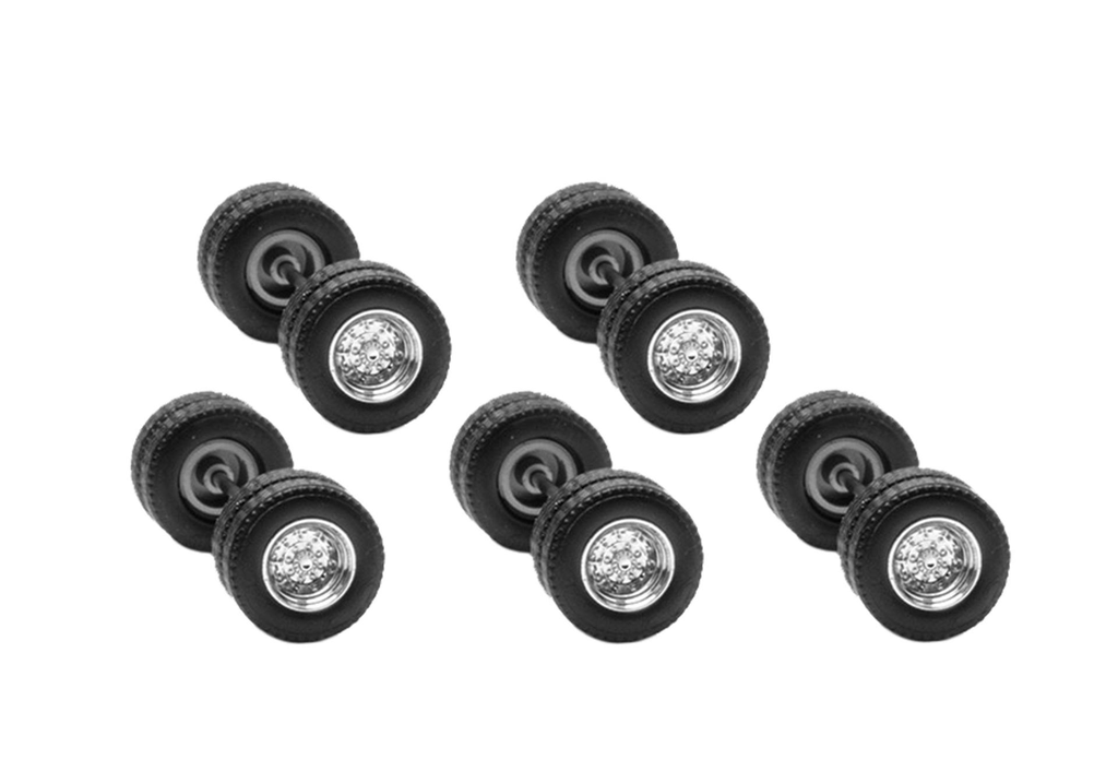 Carson 1:10 Jeu De 4 Roues 10 SP Smoke - Jantes Chromées - 12mm Hexagone - Pneus Haute Adhérence - Tuning RC